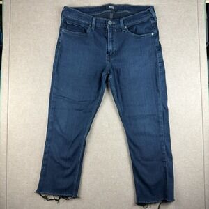 PAIGE Jeans Men’s 32‎ Lennox Low Rise Slim Straight Fit Dark Wash Raw Hem Denim